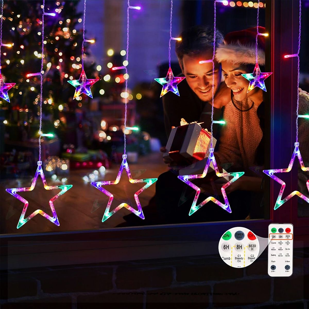 LED Vorhang Sterne Multicolor mit Fernbedienung GL2005