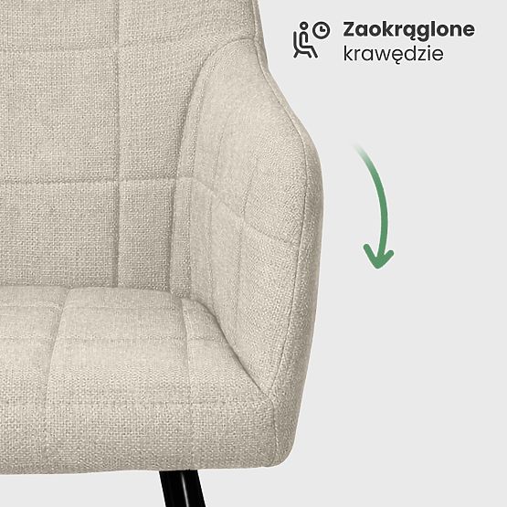 4x Gepolsterter Stuhl mit quadratischer Steppung Beige LUXANO Schwarze Beine Stoff Lumos