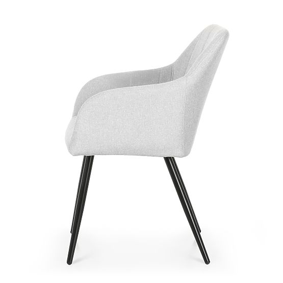 4x Gepolsterter Stuhl mit quadratischer Steppung Hellgrau LUXANO Schwarze Beine Stoff Lumos