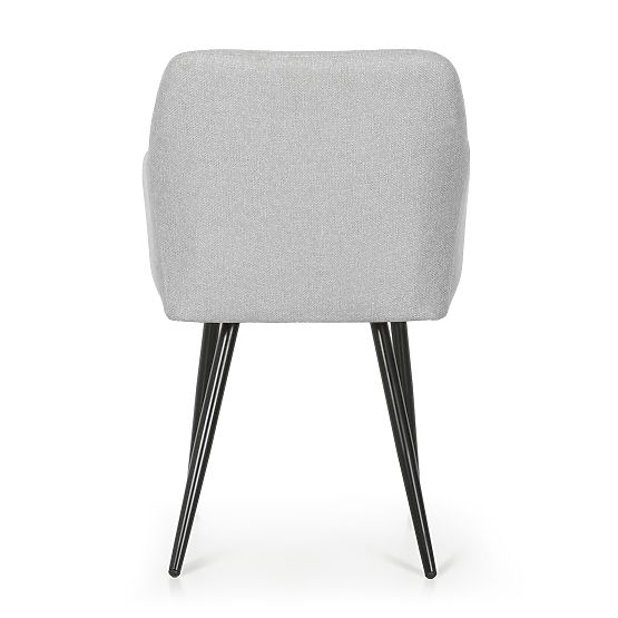 4x Gepolsterter Stuhl mit quadratischer Steppung Hellgrau LUXANO Schwarze Beine Stoff Lumos