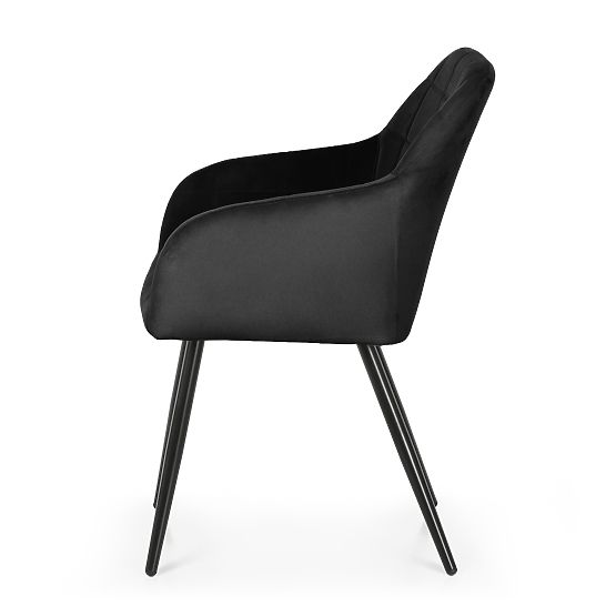 4x Gepolsterter Stuhl mit quadratischer Steppung Schwarz LUXANO Schwarze Beine