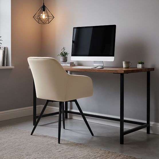 4x Samt-Drehstuhl mit Steppung Beige TURNO Schwarze Beine