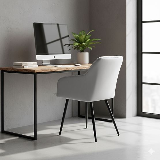 4x Samtgepolsterter Stuhl mit Steppung Grau FLORENCE Schwarze Beine