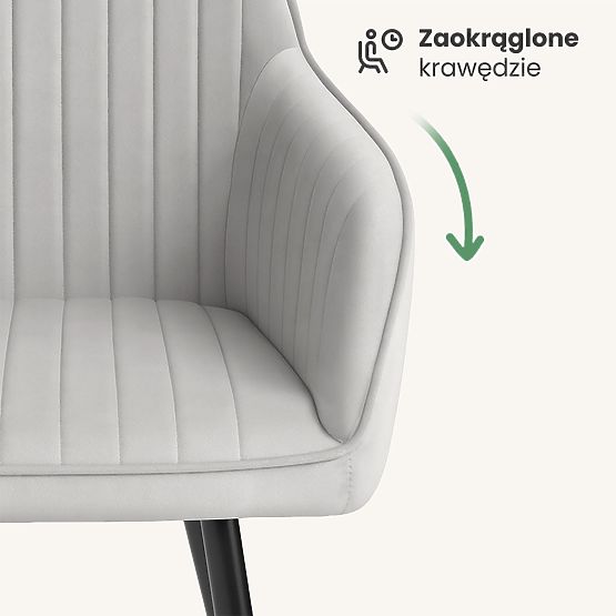 4x Samtgepolsterter Stuhl mit Steppung Grau FLORENCE Schwarze Beine