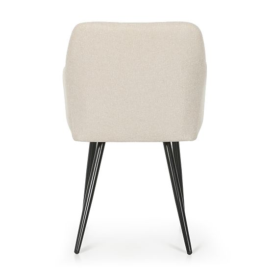 6x Gepolsterter Stuhl mit quadratischer Steppung Beige LUXANO Schwarze Beine Stoff Lumos