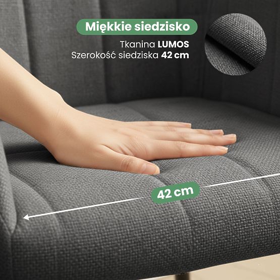 6x Gepolsterter Stuhl mit quadratischer Steppung Dunkelgrau LUXANO Schwarze Beine Stoff Lumos