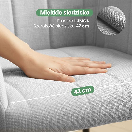 6x Gepolsterter Stuhl mit quadratischer Steppung Hellgrau LUXANO Schwarze Beine Stoff Lumos