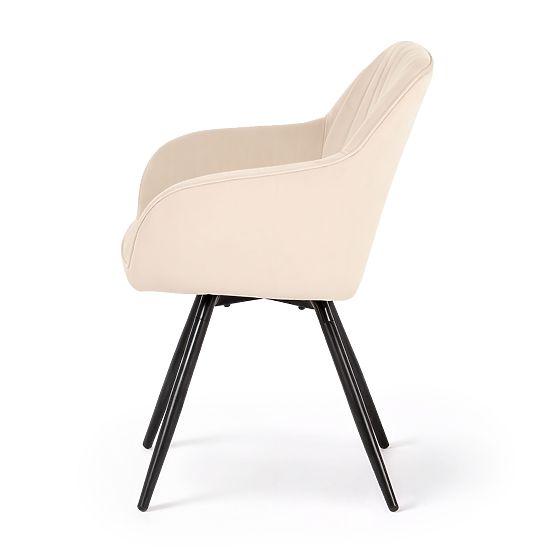 6x Samt-Drehstuhl mit Steppung Beige TURNO Schwarze Beine