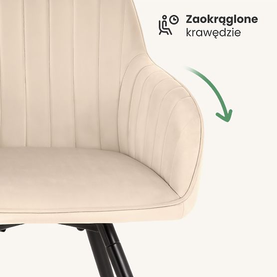 6x Samt-Drehstuhl mit Steppung Beige TURNO Schwarze Beine