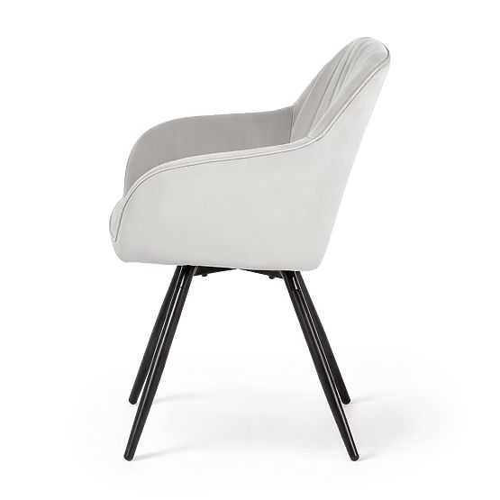 6x Samt-Drehstuhl mit Steppung Grau TURNO Schwarze Beine