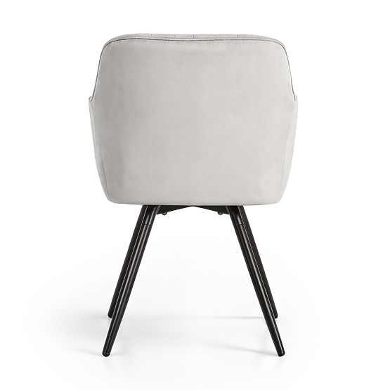 6x Samt-Drehstuhl mit Steppung Grau TURNO Schwarze Beine