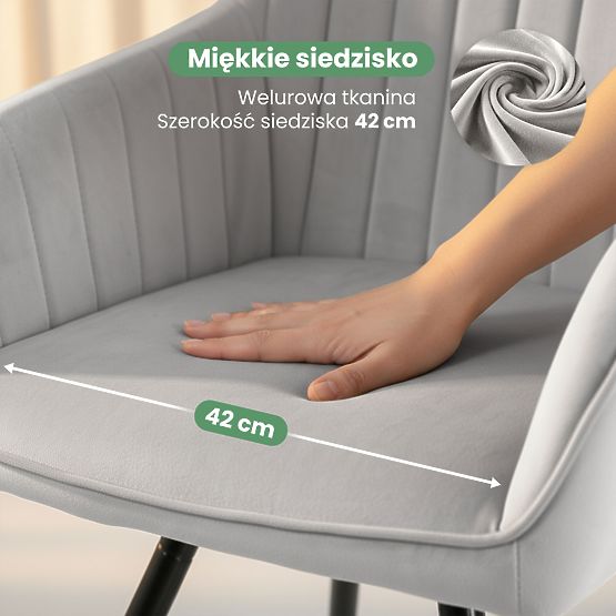 6x Samt-Drehstuhl mit Steppung Grau TURNO Schwarze Beine