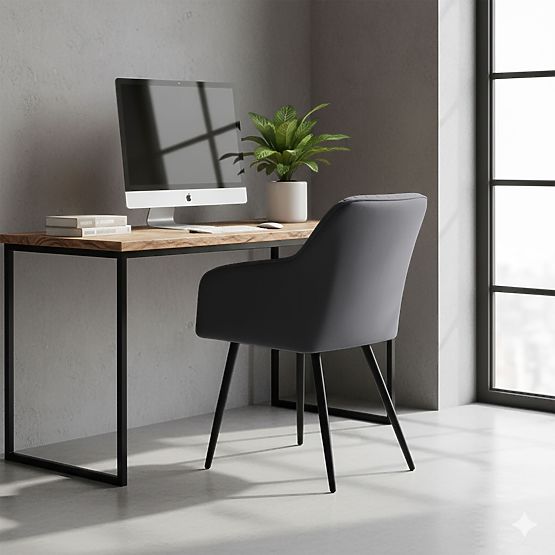 6x Samtgepolsterter Stuhl mit Steppung Dunkelgrau FLORENCE Schwarze Beine