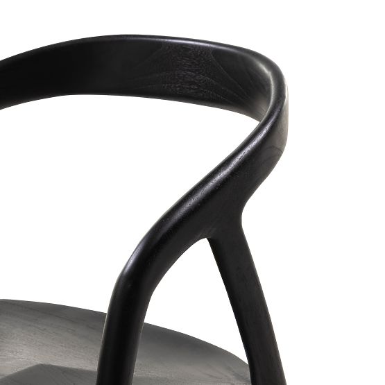 Abgerundeter Holzstuhl Sande, schwarz, Teakholz