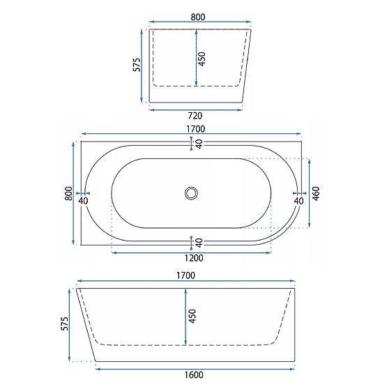 Acryl-Eckbadewanne WENUS LINKS 170