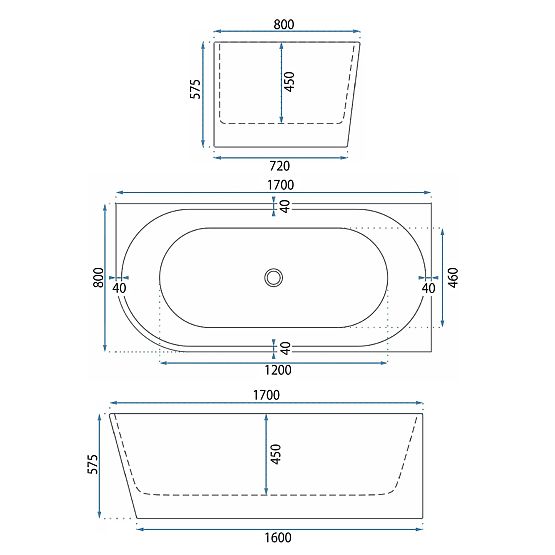 Acryl Eckbadewanne WENUS RECHTS 170