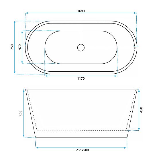 Acrylfreistehende Badewanne ROMA 170