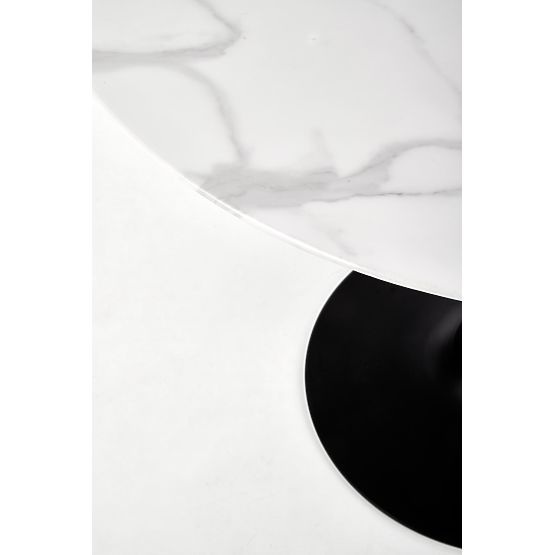 AMBROSIO runder Tisch, Platte - Glas, Bein - Schwarz (2p=1Stk)