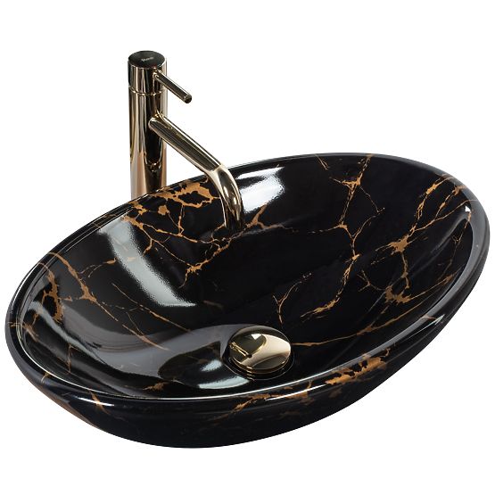 Aufsatzwaschbecken REA Pamela Black Marble Shiny