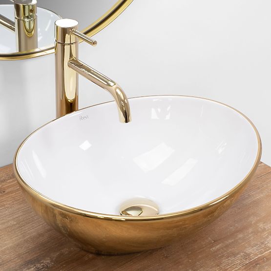 Aufsatzwaschbecken Rea Sofia Gold / Weiß
