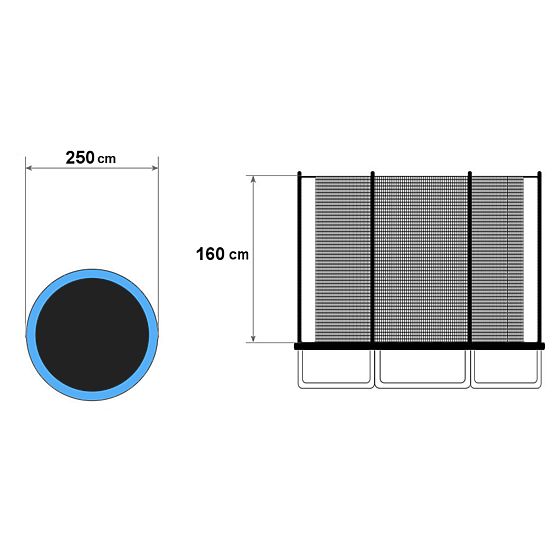 Außennetz für Trampolin 244-250 cm 8FT/6 Stangen