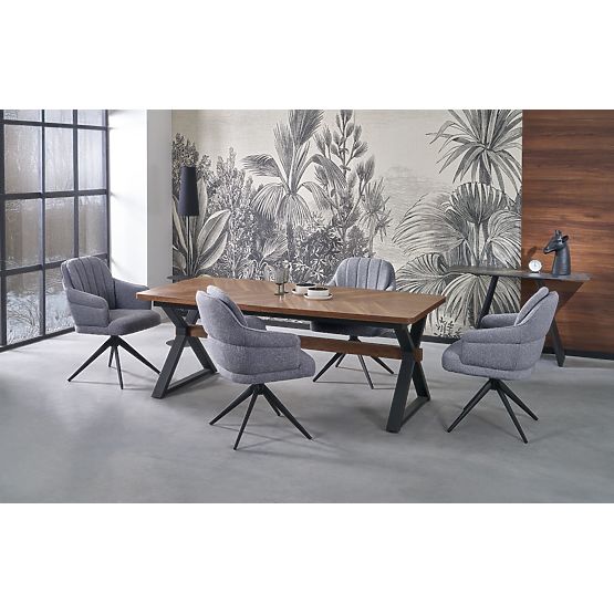 Ausziehbarer Tisch BARON, Nussbaum / Schwarz (2p=1Stk)