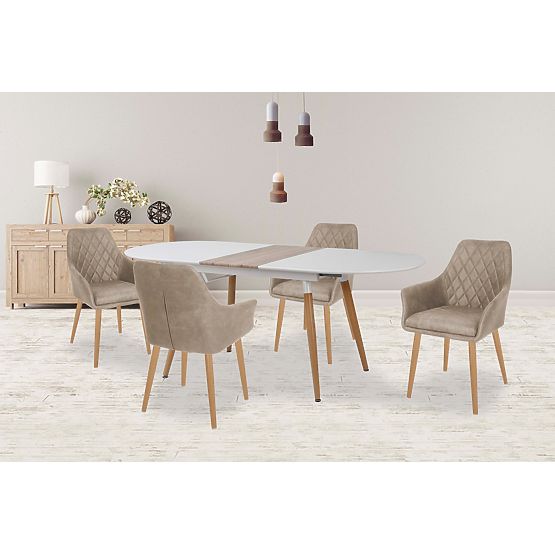 Ausziehbarer Tisch CALIBER weiß / Eiche San Remo (1p=1Stk)