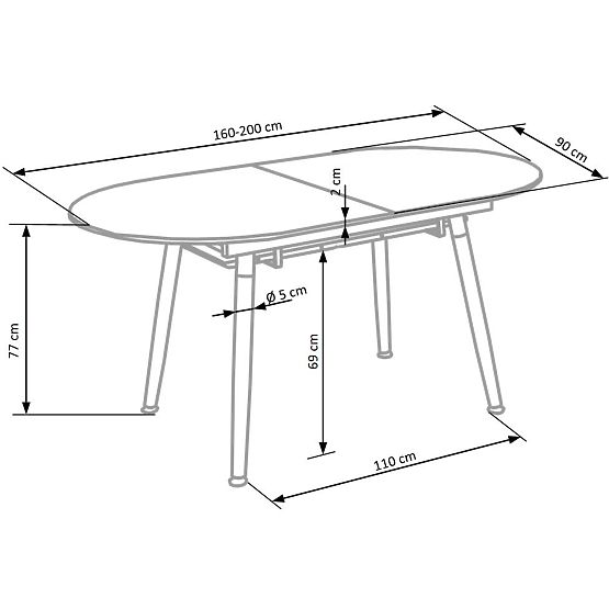 Ausziehbarer Tisch CALIBER weiß / Eiche San Remo (1p=1Stk)