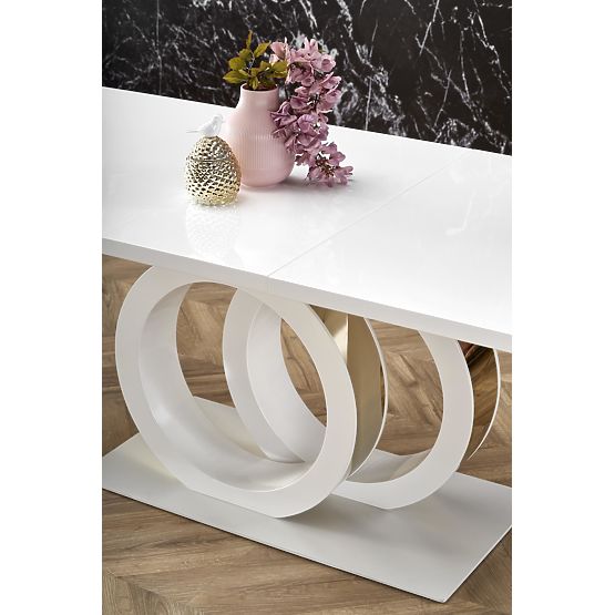 Ausziehbarer Tisch GALARDO, weiß / gold (3p=1ks)