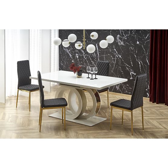 Ausziehbarer Tisch GALARDO, weiß / gold (3p=1ks)