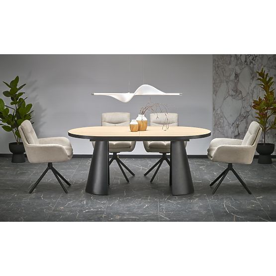 Ausziehbarer Tisch GIACOMO, Platte - natur, Beine - schwarz (2p=1 Stk)