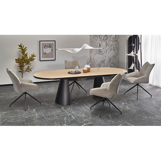 Ausziehbarer Tisch GIACOMO, Platte - natur, Beine - schwarz (2p=1 Stk)