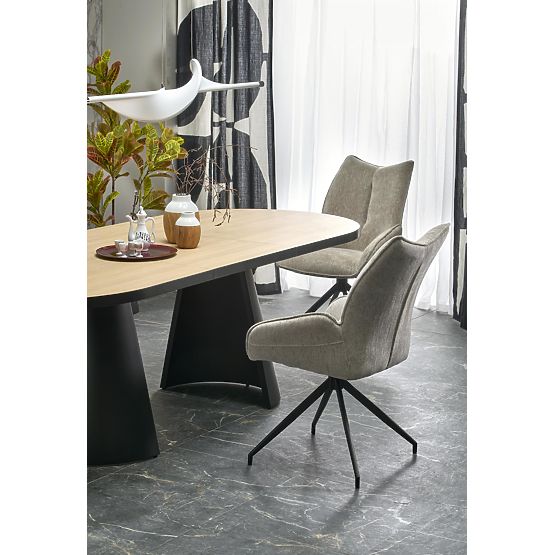 Ausziehbarer Tisch GIACOMO, Platte - natur, Beine - schwarz (2p=1 Stk)