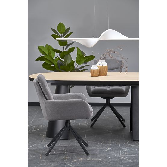 Ausziehbarer Tisch GIACOMO, Platte - natur, Beine - schwarz (2p=1 Stk)