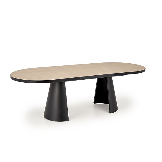 Ausziehbarer Tisch GIACOMO, Platte - natur, Beine - schwarz (2p=1 Stk)