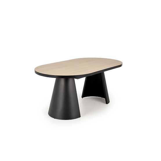 Ausziehbarer Tisch GIACOMO, Platte - natur, Beine - schwarz (2p=1 Stk)