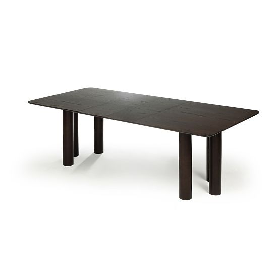 Ausziehbarer Tisch Loa 140-200 cm, Eichenfurnier, Nussbaum, Buchenholz, abgerundet
