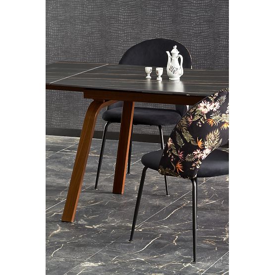 Ausziehbarer Tisch LOZANO, schwarzer Marmor / Walnuss (2p=1Stk)