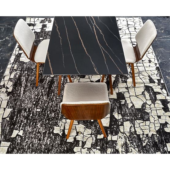 Ausziehbarer Tisch LOZANO, schwarzer Marmor / Walnuss (2p=1Stk)