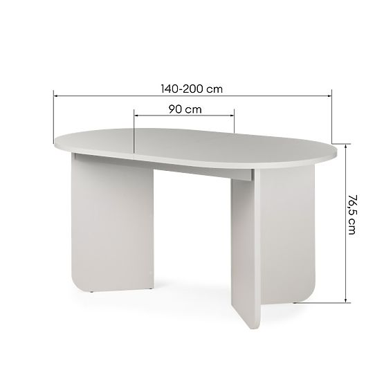 Ausziehbarer Tisch Mou 140-200 cm, kaschmirfarben, ovale Platte