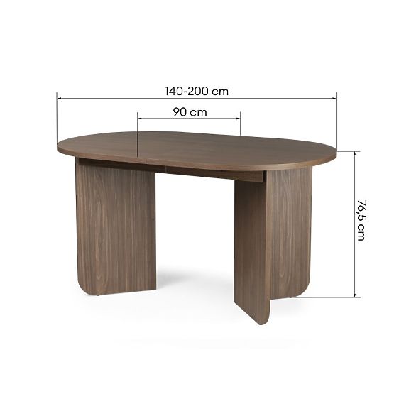 Ausziehbarer Tisch Mou 140-200 cm, Lincoln-Nussbaum, ovale Platte