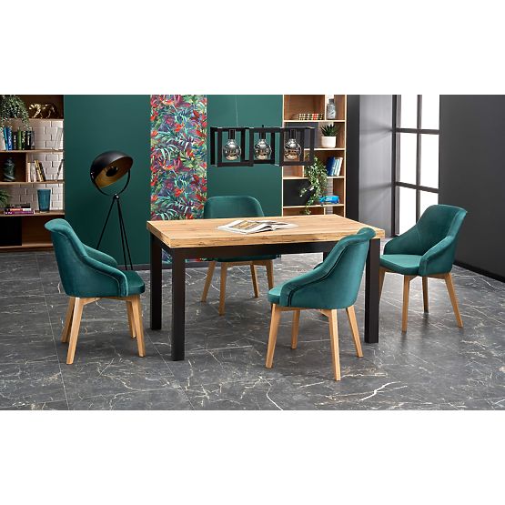 Ausziehbarer Tisch TIAGO 140-220/80 Platte: Eiche Craft, Beine: Schwarz