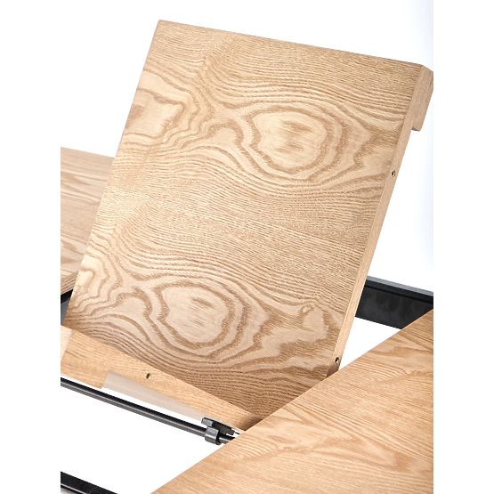 Ausziehbarer Tisch VELDON, Tischplatte - Natur-Eiche, Beine - Schwarz (2p=1 Stk.)