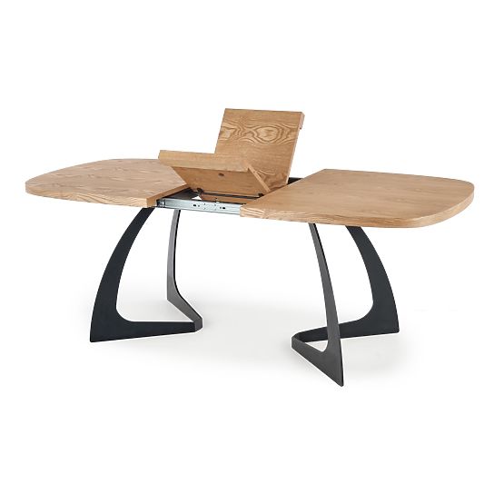 Ausziehbarer Tisch VELDON, Tischplatte - Natur-Eiche, Beine - Schwarz (2p=1 Stk.)