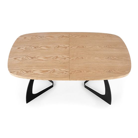 Ausziehbarer Tisch VELDON, Tischplatte - Natur-Eiche, Beine - Schwarz (2p=1 Stk.)