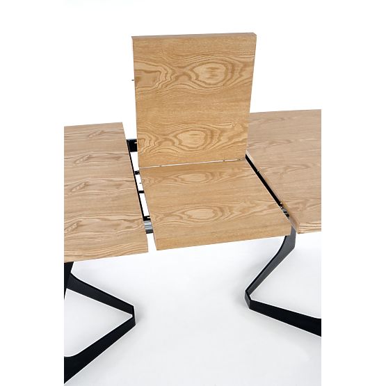 Ausziehbarer Tisch VELDON, Tischplatte - Natur-Eiche, Beine - Schwarz (2p=1 Stk.)