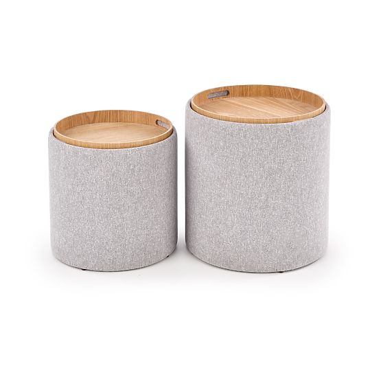 AVIKO Set aus 2 Poufs, hellgrau