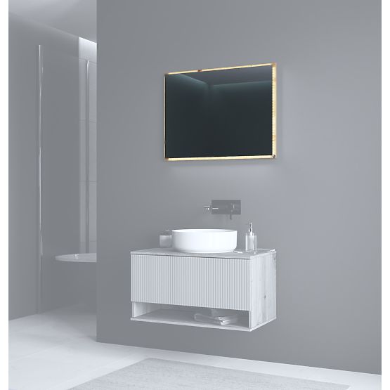 AVIOLA Spiegel 80 cm + LED Eiche Artisan