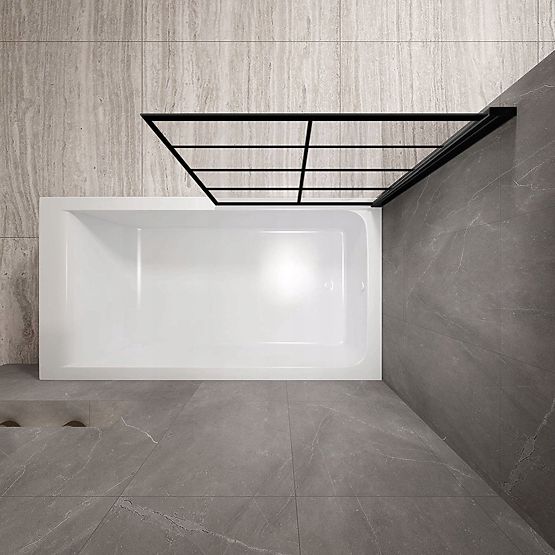 Badewannenabtrennung Rea Lagos-1 Fix Ständig 80 Schwarz Black