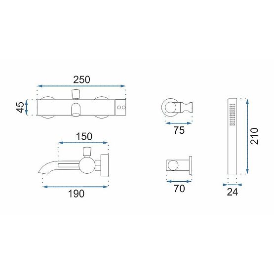 Badewannenarmatur Rea Lungo Kupfer